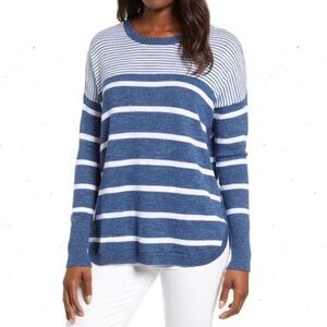 Vineyard Vines Stripe 100% Cotton Sweater Blue Size Large